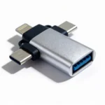 Cable Jaltech Convertidor 3 en 1 OTG Lightning, C, Micro Plateado